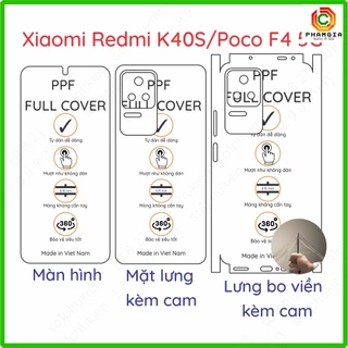 Dán ppf Xiaomi Redmi K40S , Poco F4 5G loại trong , nhám dành cho màn hình, mặt lưng, full viền