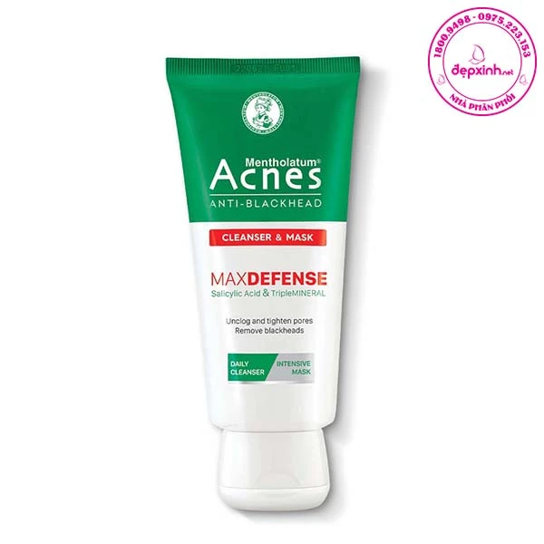 Kem rửa mặt và mặt nạ ngăn ngừa mụn đầu đen Acnes Anti Blackhead 100g