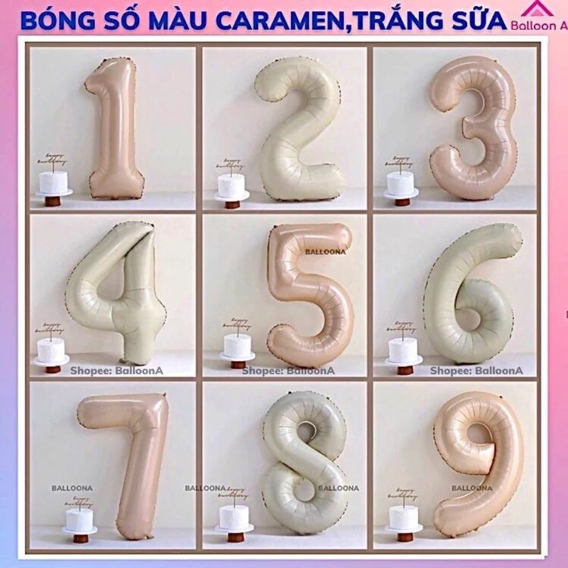 Bóng số tuổi sinh nhật size 32" 70cm,bóng trái tim, bóng ngôi sao trang trí sinh nhật