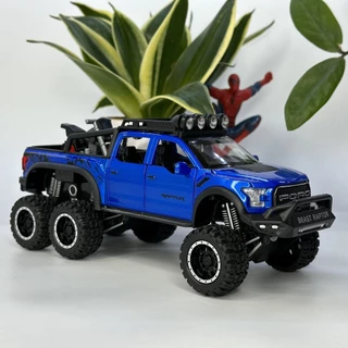 Mô hình xe bán tải Ford F150 Raptor 6x6 tỷ lệ 1:28 mệnh danh quoái thú Off Road (3 màu: Đỏ/Xanh/Đen)