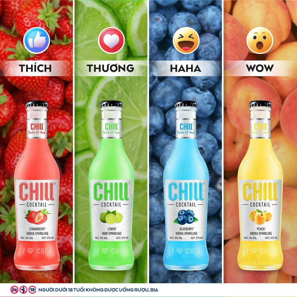 Nước trái cây lên men Chill Cocktail 330ml 6 chai long