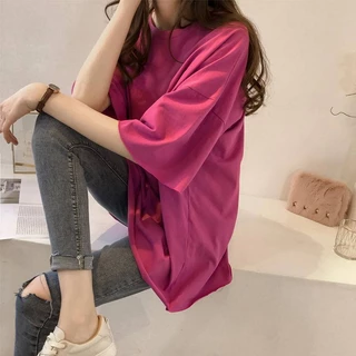 [liangyixiuli] Áo Thun Tay Lỡ Màu Kẹo Phong Cách Hàn Quốc Mùa Hè 2023 Size Lớn M, L, XL, XXL]