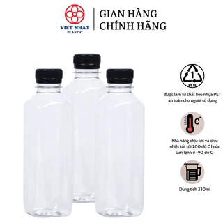 Chai nhựa 330ml vuông nắp đen Việt Nhật (500) -Việt Nhật Plastic H