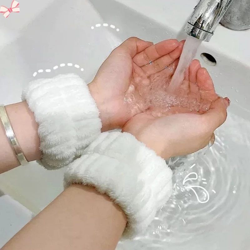 Băng Đô Đeo Cổ Tay Rửa Mặt Vải Flannel Co Giãn Thấm Hút Tốt Chống Tràn Nước Vào Tay Áo
