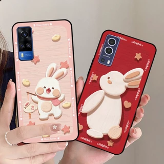 Ốp lưng Vivo Y51 2020 / Vivo Y53s / Vivo Y72 5G in hình caro đỏ, thỏ hồng may mắn, lovely rabbit