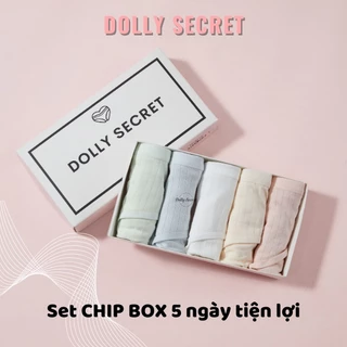 Set CHIP BOX 5 ngày tiện lợi gồm 5 quần lót cotton kháng khuẩn màu trơn pastel DOLLYY SECRET QL079