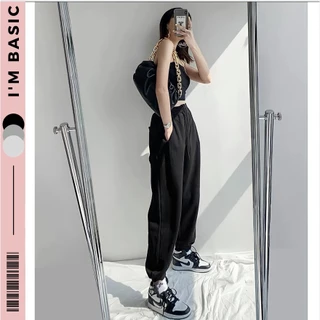 Quần Sweatpants Jogger Nữ Bo Ống Dây Rút Form Rộng Màu Đen Phong Cách Hàn Quốc I'm Basic Girly (QJG01)