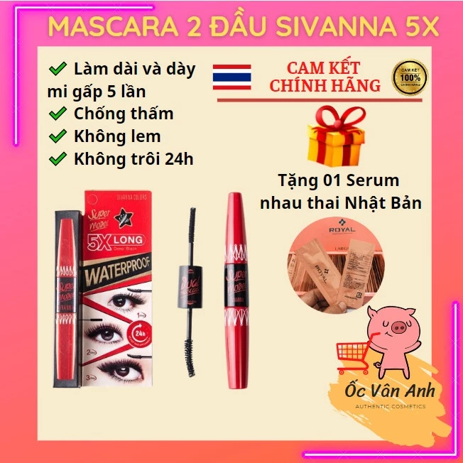 Mascara 2 đầu Sivanna Super Model 5X Long Thái Lan