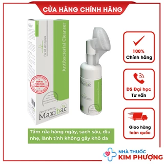 Sữa rửa mặt, srm Maxibac đầu cọ tạo bọt lành tính, giảm mụn, trắng da, tẩy tế bào chết cho da dầu, da khô - Chính hãng