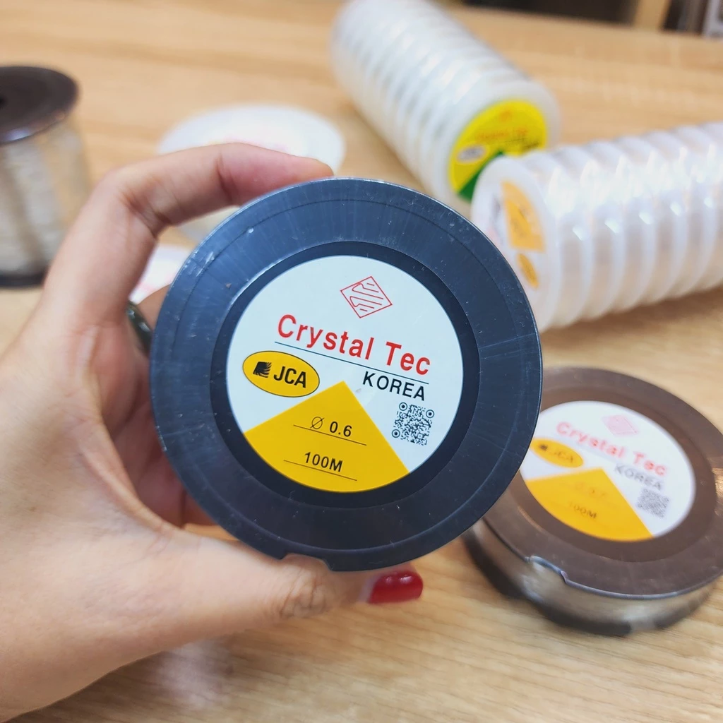 100 Mét Cuộn Dây Cước Co Giãn Xỏ Hạt Làm Trang Sức  Chính hãng Crystal Tec của Hàn Quốc