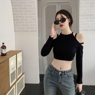 Áo Croptop Trễ Vai Dáng Ôm Thời Trang Dành Cho Nữ