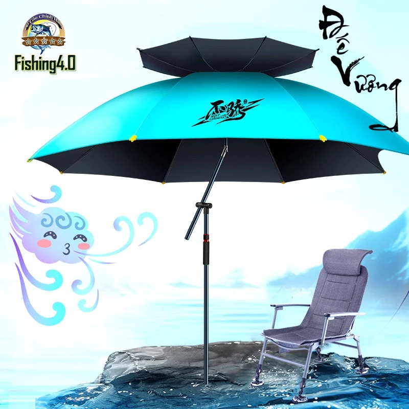 Ô Câu Cá BENNUO Đế Vương - Ô Dù Che Nắng Cao Cấp 6 Lớp - Chân Hợp Kim Xoay 360 độ - BB14