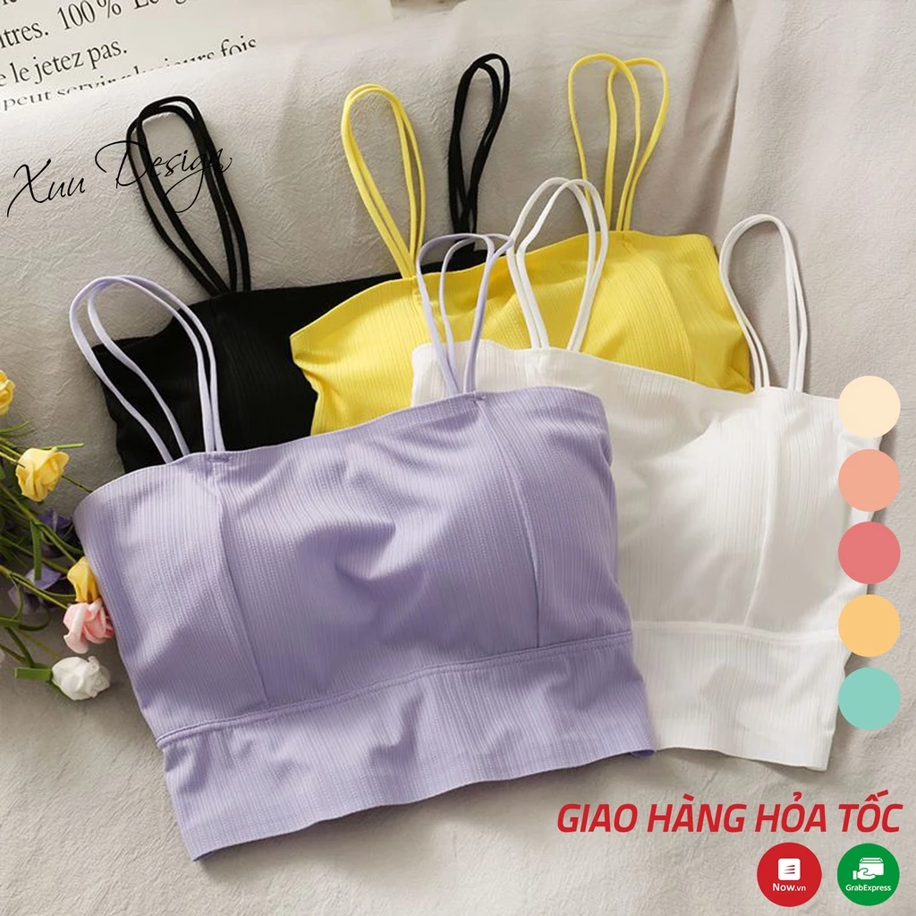 Áo bra nữ dáng lửng thời trang XUU vải su lạnh gân tăm co dãn mềm mại có đệm nâng ngực- BR26