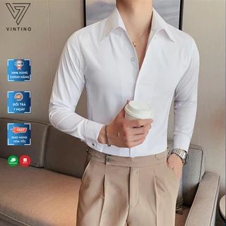 Áo Sơ Mi Button-Down Cổ V Chất Liệu Vải Chống Nhăn Form Slimfit Hàn Quốc VINTINO SMV2C