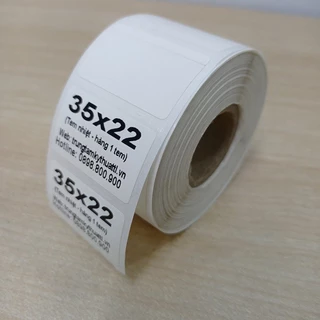 Cuộn in mã vạch, tem nhiệt khổ 1 tem 35x22 mm , giấy in khổ 35x22 mm