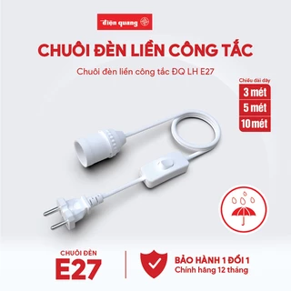 Chuôi đèn liền công tắc Điện Quang ĐQ LH E27 chống nước - dây dài 3m/5m/10m sẵn phích cắm