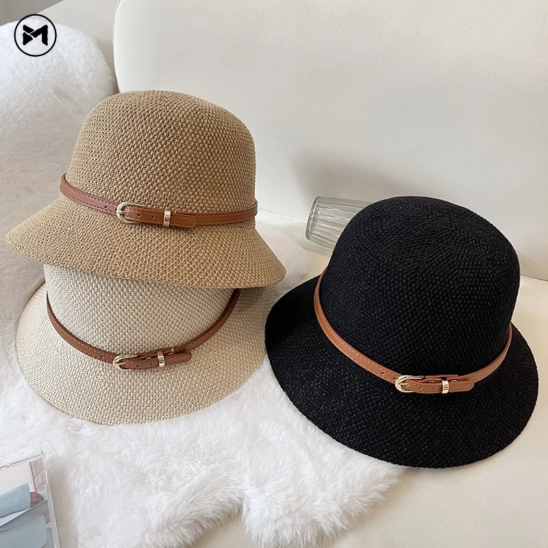 Mũ/Nón Cói  Đai Da Nữ Thời Trang Phong Cách Hàn Quốc Xinh Xắn đáng yêu