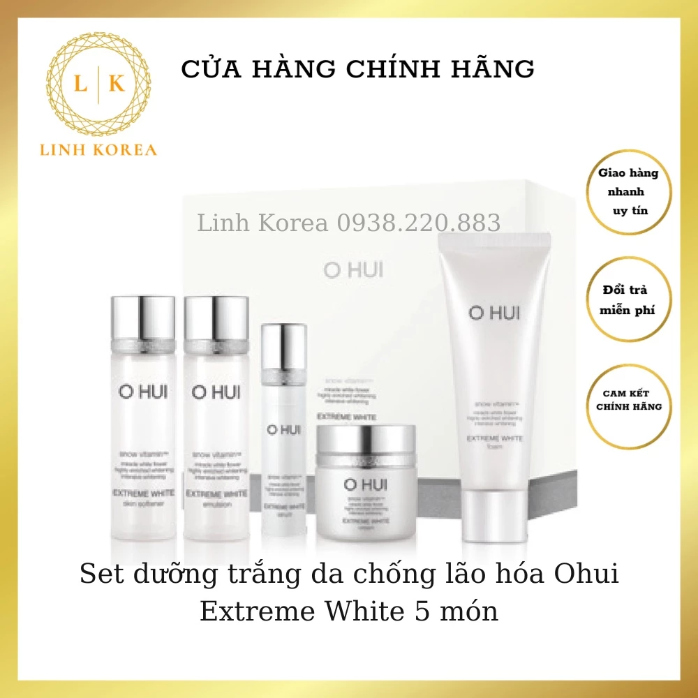 Set dưỡng trắng da chống lão hóa Ohui Extreme White 5 món