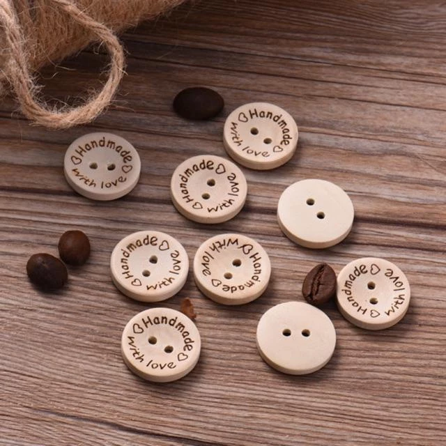 Cúc Gỗ Handmade Phụ Kiện Dùng Để Trang Trí Thú Len Móc, Các Sản Phẩm DIY - LYLYCRAFT