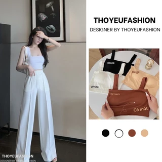 Áo Hai Dây Bản To Cổ Vuông , Áo 2 Dây Có Đệm Dáng Croptop