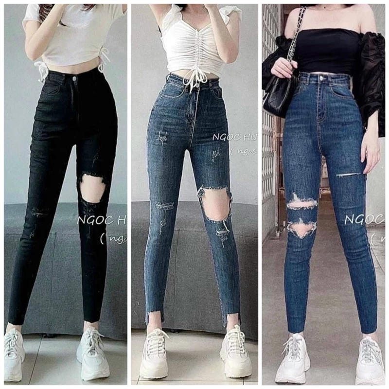 Quần jeans ôm giãn rách xinh