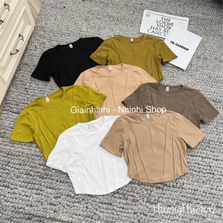 Xả hàng - Áo thun kiểu croptop may viền thân dáng ôm co giãn AT6416 - NhiNhi Shop