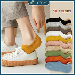 Tất vớ nữ cổ lười, chất liệu cotton phong cách basic Hàn Quốc - Ekiu Shop