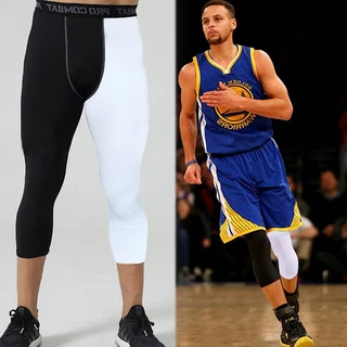 Basketball Tight Cropped Pants Men's Sports Fitness Leggings Black and White Running Training Compression High Elasticity Quick-Drying Gql1