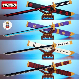 ĐỒ CHƠI LẮP RÁP KIỂU LEGO MÔ HÌNH THANH KIẾM ZORO ONE PIECE VÀ KIMETSU NO YABAI LINKGO XINZ CÓ VỎ/KỆ ANIME