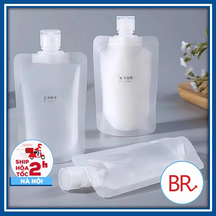 Sỉ 5 Túi chiết mỹ phẩm đi du lịch có nắp vặn nhỏ gọn - Túi chiết dầu gội, sữa tắm có nắp có thể tái sử dụng 01804