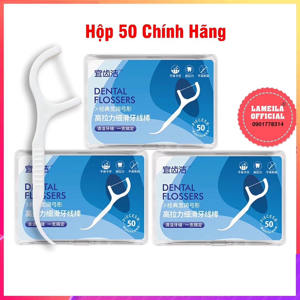 Tăm Chỉ Nha Khoa Hộp 50 Cây Dental Flossers Tăm Chỉ Vệ Sinh Răng Miệng