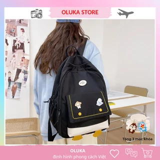 Balo đi học ulzzang basic đeo vai đẹp nhiều ngăn laptop cặp đi học thời trang unisex OLUKA STORE  BL036