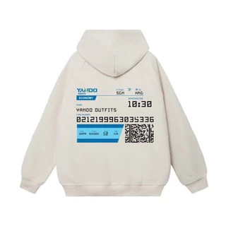 Áo Hoodie Form Rộng YANDO OUTFITS P013 Nỉ Cotton Flight Tickets 350GSM Local Brand