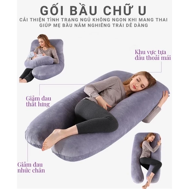 gối chữ u bà bầu vải nhung mịn ( hàng cao cấp ) ảnh thật