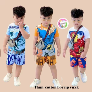 [12-40kg] Bộ bé trai size nhí đại thun lạnh hình hoạ tiết siêu nhân Jennie kids J535