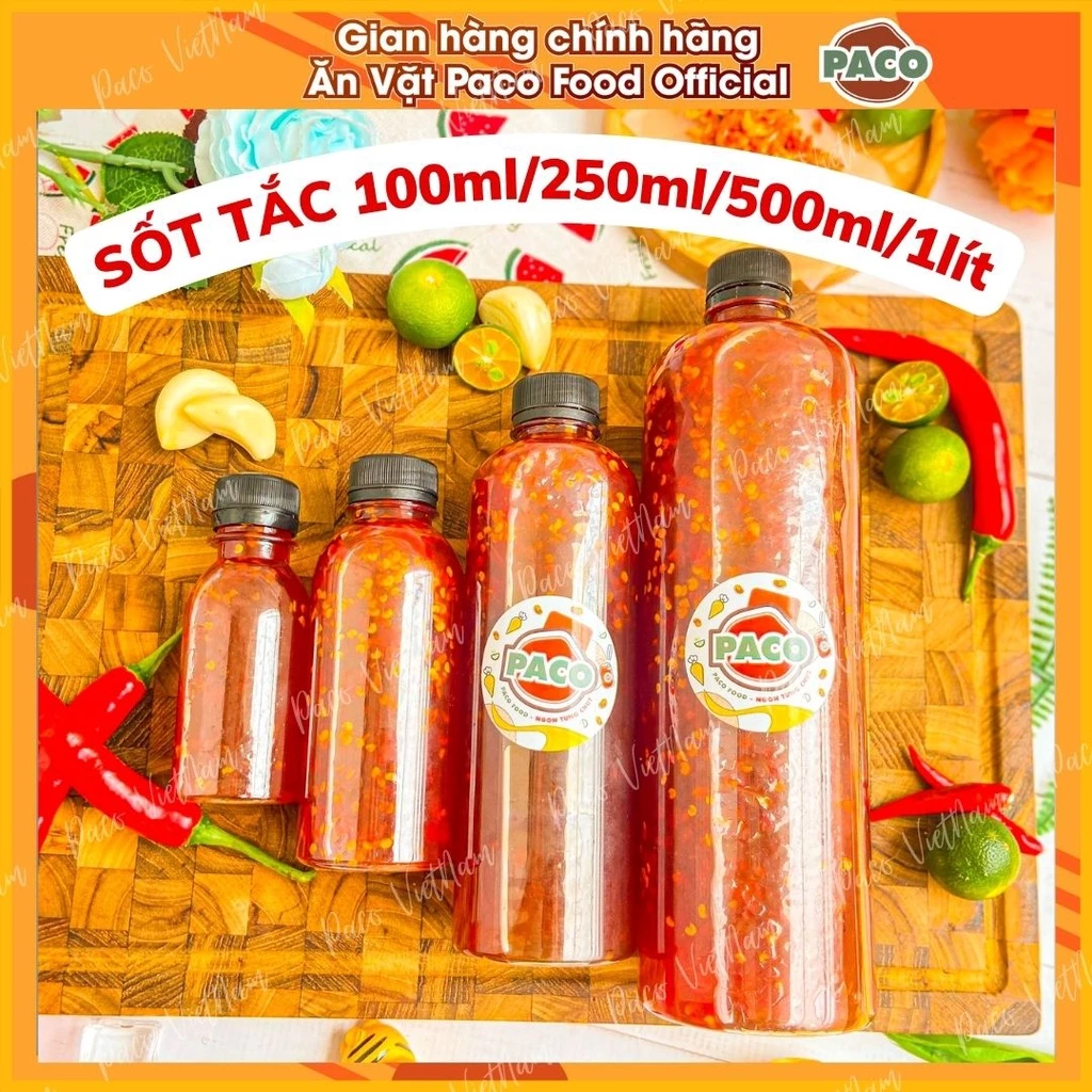 lẻ chai sốt tắc ăn kèm bánh tráng PACO FOOD chuẩn vị organic nhà nấu ngon chất lượng 100ml/250ml/500ml/1000ml