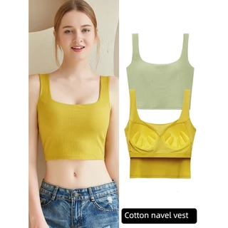 Áo Croptop Hai Dây Cổ Vuông Có Gân Co Giãn Gợi Cảm Cho Nữ