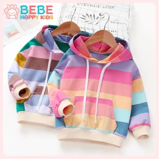 Áo Sweater Kẻ Sọc Màu Sắc Cầu Vồng Phong Cách Hàn Quốc Dành Cho Bé Gái 2-10 Tuổi