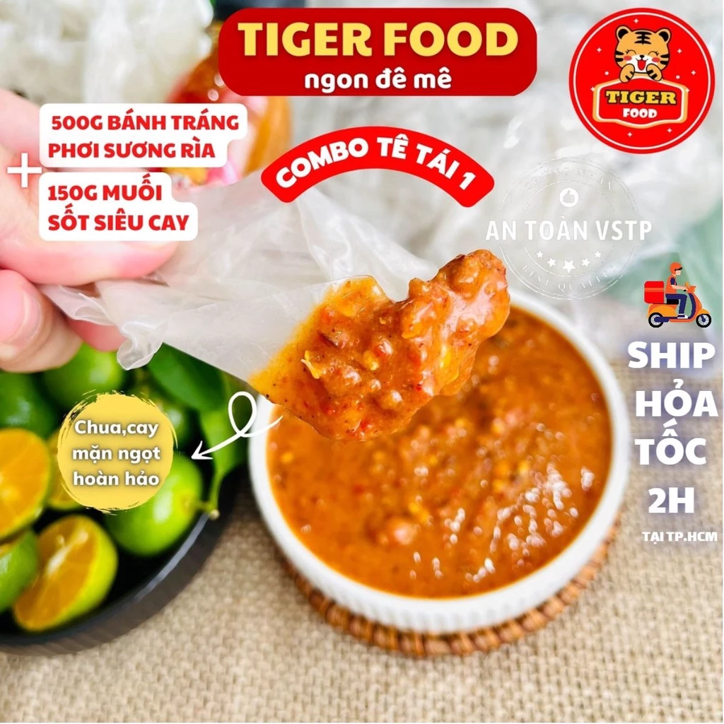 Bánh tráng phơi sương rìa + Muối sốt siêu cay TIGER FOOD Siêu phẩm bánh tráng chấm muối tắc Ngon TÊ TÁI phải thử ngay