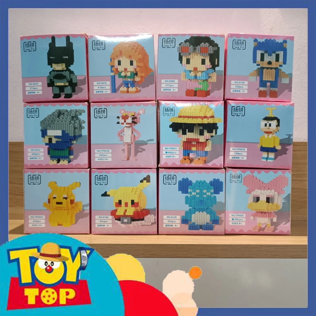 [Một con] Đồ chơi lắp ráp mô hình mini One Piece Luffy người dơi Batman Pikachu báo hồng miếng ghép 3D xếp hình YangPin