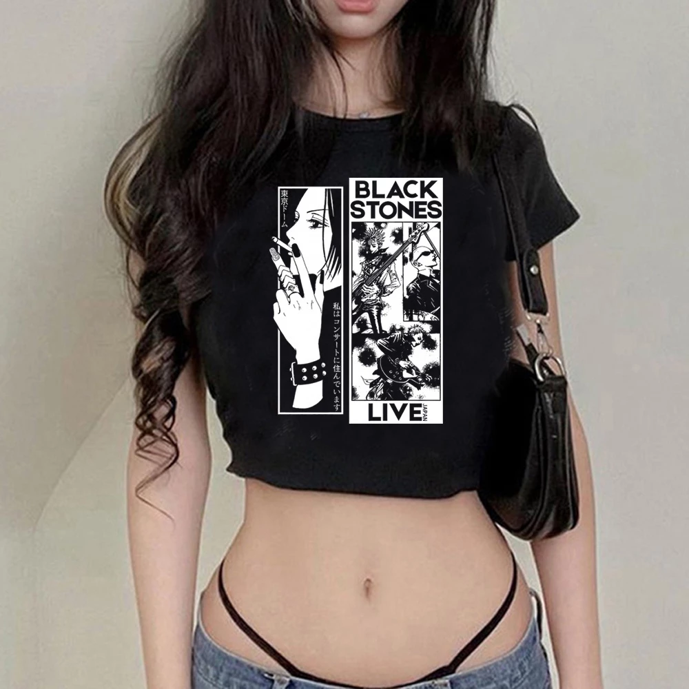 Nana Anime yk2 fairycore crop top Nữ goth rác cyber y2k áo thun crop top