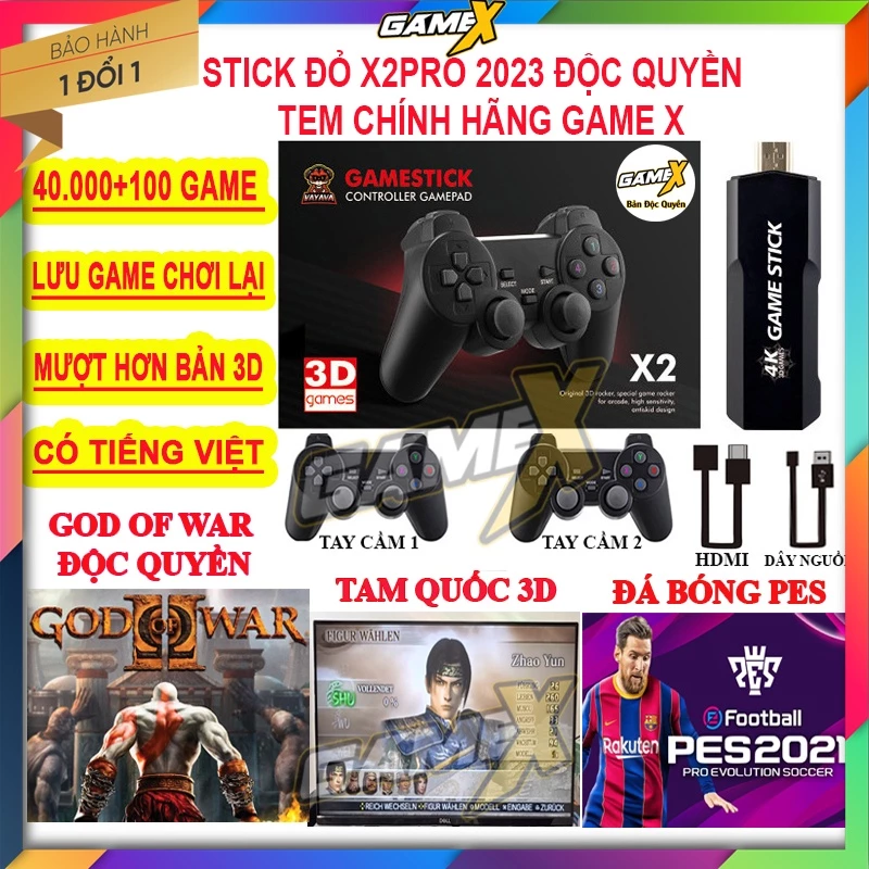 [Chính Hãng] Game Stick 4k Đỏ X2Pro Mới, 41000+ game psp, ps1, 3d,... máy chơi game cầm tay 4 nút giá rẻ