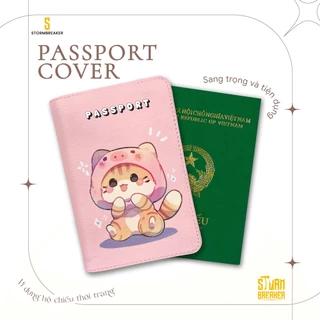 Bao Da Hộ Chiếu - Ví Đựng Passport Du Lịch ( in tên cá nhân ) Cute Cat - PPT241 STORMBREAKER