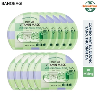 combo 10 miếng Mặt Nạ Banobagi  30g Stem Cell Vitamin Mask Whitening & Relaxing Revital-xanh lá mẫu mới 2023