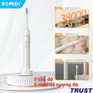 Bàn chải điện  BOMIDI TX5 - 5 chế độ , 5 mức độ cượng độ, chống nước IPX8，Sạc từ tính USB - Chính Hãng