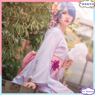 Bộ trang phục kimono hóa trang nhân vật re zero - starting life in another world rem có tóc giả