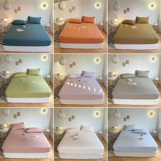 Bộ ga giường cotton Tici Notag Lidaco (ga kèm 2 áo gối ) tone màu pastel