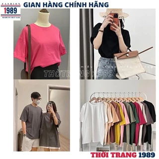 Áo thun cộc tay unusex trơn 7 mầu phom to rộng dấu quần chất cottong co giãn mặc mát -THỜI TRANG 1989