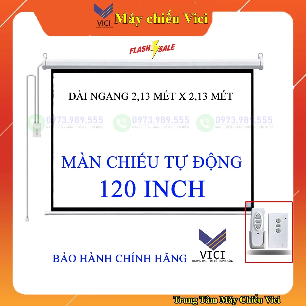 Màn Chiếu Điện 120 inch - 2m13 x 2m13. Màn bền bỉ, chất lượng cao, chống mốc, sáng đẹp cho tất cả các máy chiếu