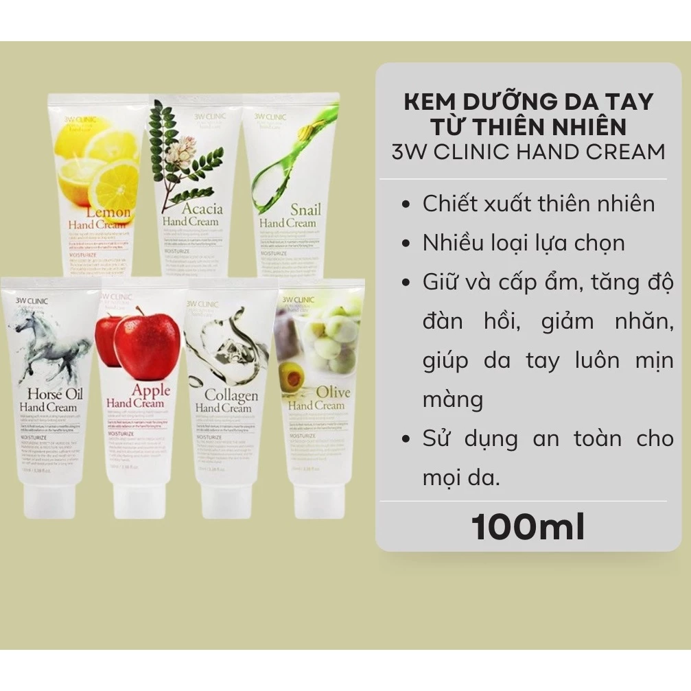 Kem dưỡng da tay 3W Clinic Hand Cream 100ml -Hàn Quốc